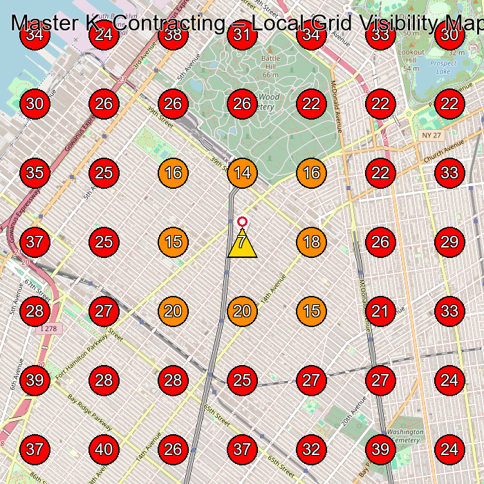 Master K. Contracting GeoGrid visibility map for Masonry Contractor in Brooklyn